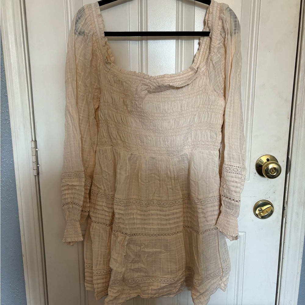 AE Long-Sleeve Smocked Mini Dress - Picture 3 of 6